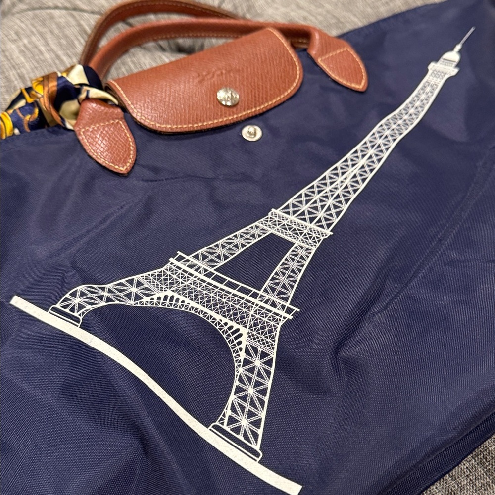 Longchamp Tote Navy Le Pliage Limited Edition Eiffel Tower Bag - Picture 16 of 17